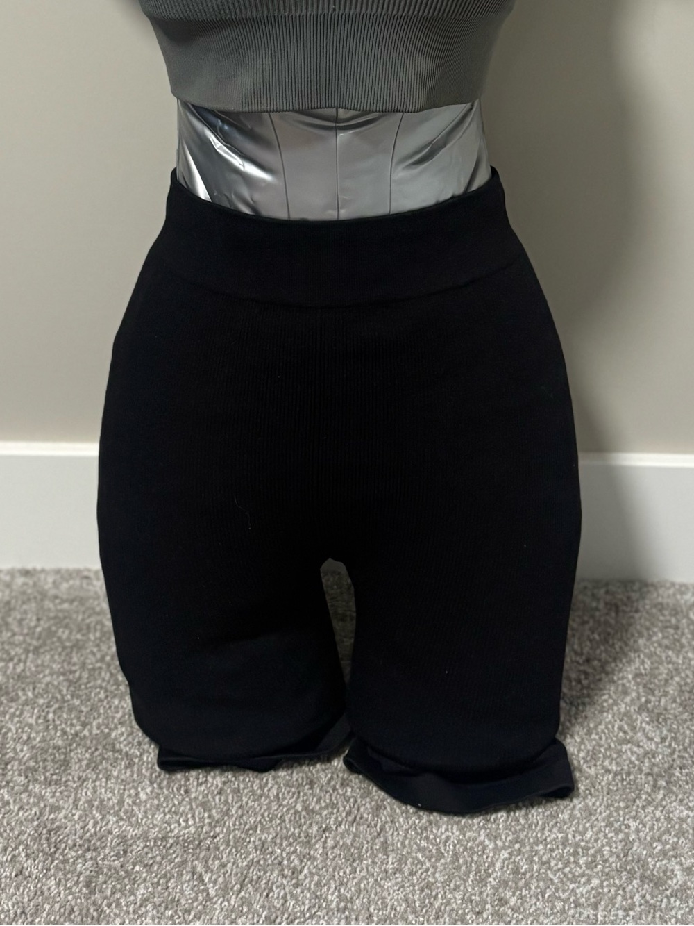 Ribbed Activewear Athletic Biker Midlength Shorts